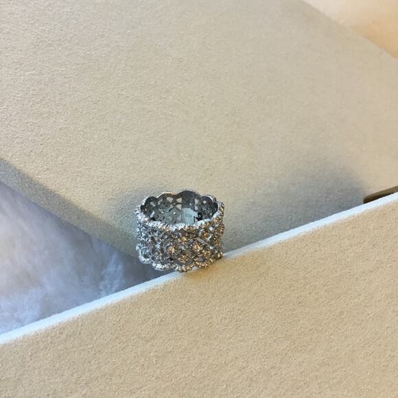 Sterling Silver Elegant Three-Row Crystal Ring - Picture 6 of 9